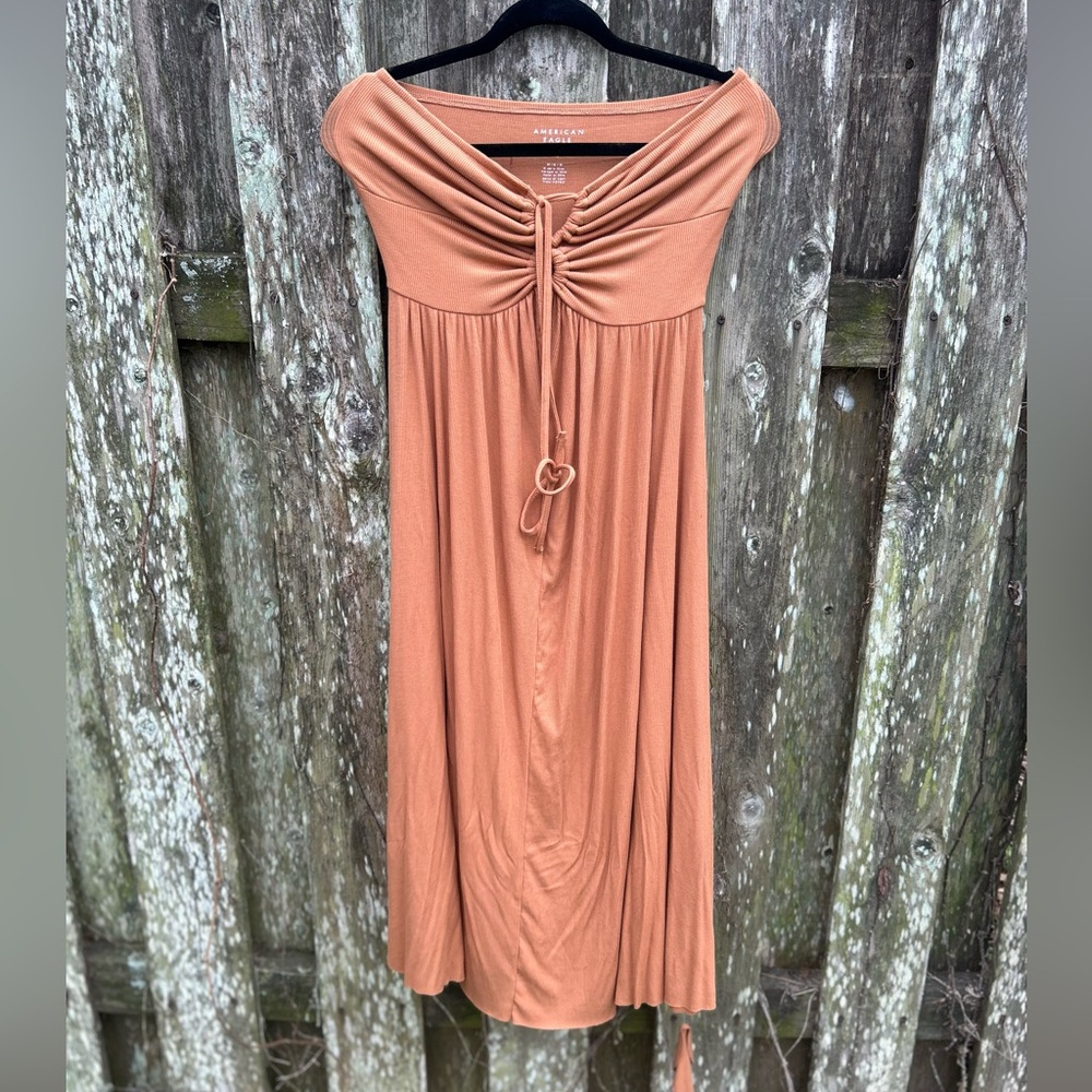 American Eagle Sample Dress Womens Medium Ribbed Tie Neck Mini Cover Up